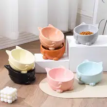 陶器製 猫用高脚食器【飲水用・首の保護・斜口デザイン】（セットアップ対応）