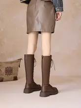 加絨ロングブーツ【レトロデザイン・厚底・スリム効果】