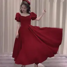 ワインレッドのドレス【小柄向け・結婚式・可愛いデザイン・夏用】