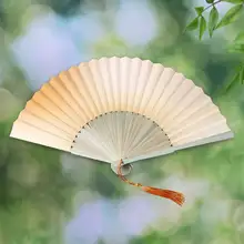 六寸単面の宣紙製グラデーション小型扇子【携帯便利・夏の国風】