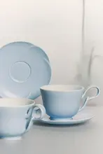 ハンドメイド陶製コーヒーカップ＆ソーサーセット【花房デザイン】（セットアップ対応）
