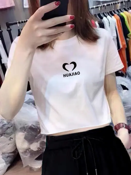 コットン製 白い短袖Tシャツ【夏用・ゆったりサイズ・ショート丈】