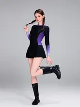 グラデーションパープルの長袖ワンピース水着【日焼け防止・上品デザイン・スポーツ用】