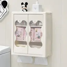 壁掛け式トイレットペーパーホルダー【穴あけ不要・防水・収納ボックスタイプ】