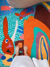 ラグ サイ型 虹色の耳 カラフル 子供部屋 キッズ ボーイズ ガールズ
