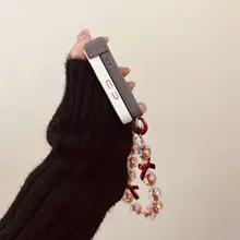 オリジナルデザイン 折りたたみ式スマートフォンケース【色分け・赤いリボン・持ち手付き】