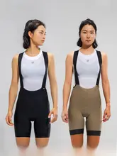 LAMEDA ライクラ素材のレディースサスペンダー付きサイクリングショートパンツ【春夏用・ダブルアロークッション・プロフェッショナルロードバイク】