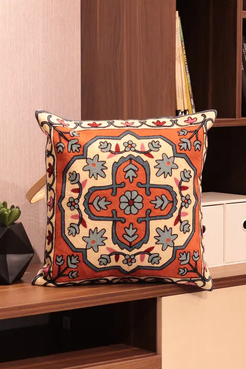 刺繍入りコットン製レトロ抱き枕【アメリカンカントリー・ソファ・ベッド用装飾クッション】