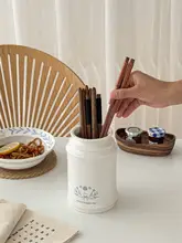 フランス風のビンテージ陶器製カトラリー収納容器【キッチン・卓上用】