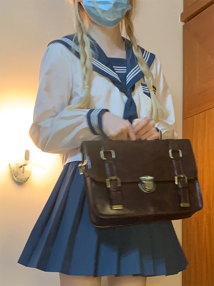 女子高校生向けリュック：レトロな学院風デザインの信封包が日常通学に最適