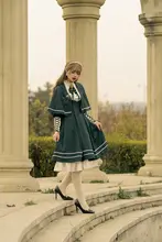 スポット英  霊少女長袖ストライプ ドレス