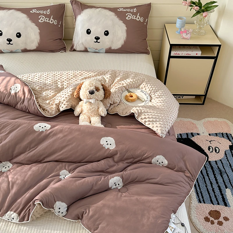 可愛いカートゥーンデザインの極上の柔らかさミルクシルクニットプリント掛け布団
