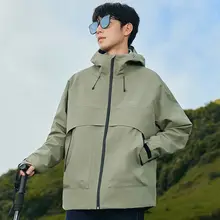 撥水加工のフード付き防風ジャケット【秋冬用・アウトドア・ルーズフィット】