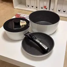 キャンプ用鍋具セット【取り外し可能なハンドル・テフロン加工・携帯用】（セットアップ対応）