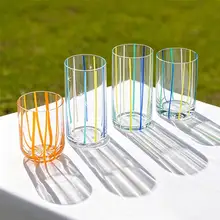 二色の流れる模様のグラス【家庭用・ウイスキー用・デザインカップ】