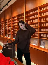 シンプルで快適！アルファベットプリントのウールニットセーター【冬用・レトロ・モヘア混】
