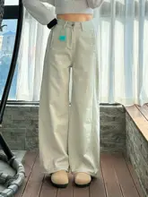 梨型体型に最適なワイドレッグデニムパンツ【ハイウエスト・ゆったりしたシルエット・ストレートデザイン】