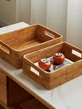 手作り ベトナム製 藤編み収納バスケット【蓋付き・生活雑貨・レトロデザイン】