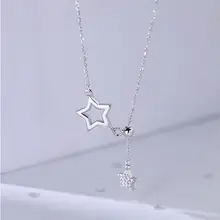 星型デザインのS925純銀ネックレス【流れるフリンジ・洗練されたデザイン】