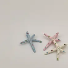 可愛らしい海星デザインのサイドバングクリップ【夏用・青色・装飾付き】（セットアップ対応）
