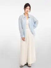 夏用 薄手の冷感シャツ【ブルー・防晒・シフォン素材・フランス風】