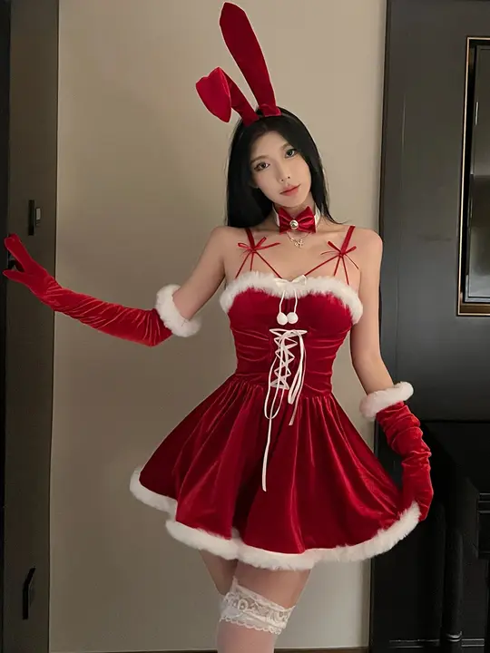 クリスマスパーティーコスチューム【セクシーウサギスタイル・新年のディアデザイン・夜のイベント用】（セットアップ対応）