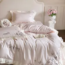 レース刺繍デザインの全棉4点セットベッドリネン【プリンセススタイル・100番手長綿使用】