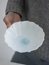 清新な葉デザインの陶器製プレートとボウル【アイスクラック釉・和食器】