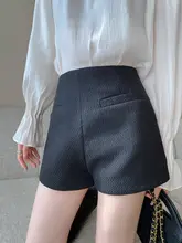 ショートパンツ レディース ツイード風 ハイウエスト 着痩せ きれいめ 上品 着回し ブラック 秋 「PINKEEN」