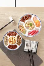 ラン花デザインのセラミック製分割プレート【和風スタイル・家庭用・個性的】