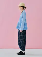 春の雰囲気漂う水洗いドットデニムロールアップパンツ【コットン・ロールアップデザイン】（セットアップ対応）