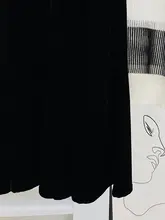 金糸ベロア フレアスカート【ハイウエスト・黒・中長丈】