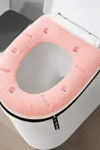 防水加工 厚手トイレマット【桃の刺繍デザイン・ファスナー付き・多季対応】
