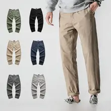カジュアルなカーキ色のストレートパンツ【春秋用・コットン・極上の柔らかさ・スリムフィット】