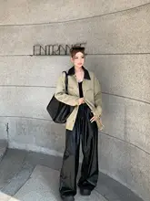 重厚感のある工装風デニムジャケット【カラー切替・レディース・春用・長袖】