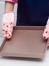 高温耐熱シリコン製 防擦傷オーブン用ミトン【長め・厚手・綿素材】