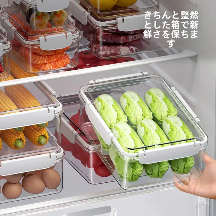 大容量透明密閉食品用冷蔵ボックス【高温に耐えるプラスチック製・蓋付き・長方形】