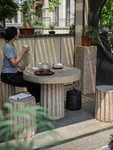 新中式デザインのアウトドアテーブル＆チェア【コンクリート風・庭園用・休憩用】（セットアップ 対応）