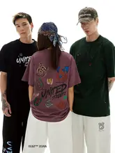 アメリカンスタイルのストリートダンスプリント半袖Tシャツ Tシャツ メンズ