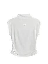 高級感のある白色の短袖Tシャツ【夏用・フィットデザイン・ウエストシェイプ】