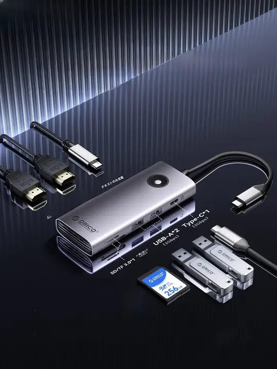 Orico 多機能 ドッキングステーション Type-C 4K 60Hz HDMI USB3.0 3画面同時表示 MacBook対応 ノートPC
