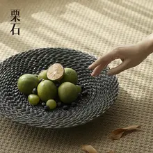 侘寂風のフランス風 アンティークブラック果物トレイ【樹脂製・アート装飾用・デスクトップインテリア】