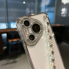 Huawei Pura 70 Pro+対応 クリスタルレンズフィルム付き 鏡面デザインの透明シリコンソフトケース【フルカバー・ショルダーストラップ付き】