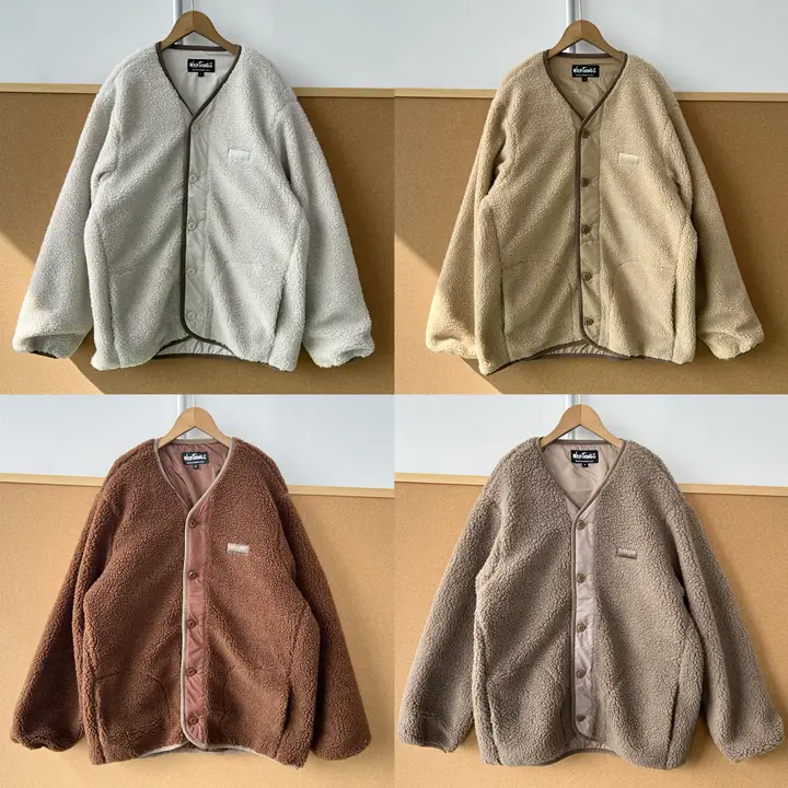 秋冬用 羊羔毛オープンカーディガン【シンプル・フィット・短丈】