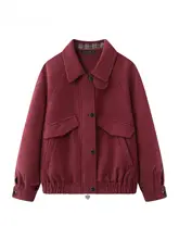 レディース 冬用 レッドチェック柄 ジャケットとスカートのファッションコーディネート（セットアップ対応）