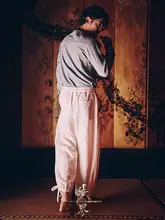 中国風リネン束脚パンツ【秋冬用・リラクシングスタイル】