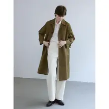 trueidea コットンカジュアルトレンチコート【カーキ・lemire生地・春夏用】