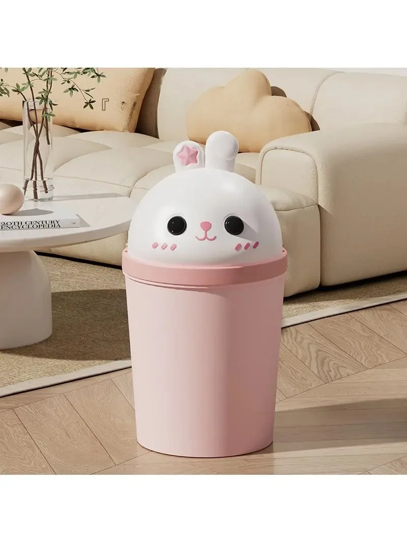 可愛いデザインのふた付きゴミ箱：厚手PP製で家庭用・居室用に最適な密閉型収集ボックス