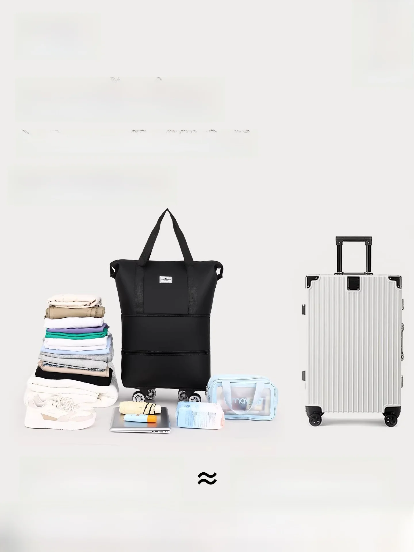 1泊2日旅行バッグ レディース 軽量で収納が便利な提包型キャリー付きバッグ