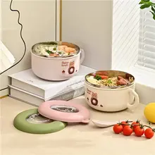 蓋付き304ステンレス製お弁当箱【子供用・可愛いデザイン・スープボウル付き】
